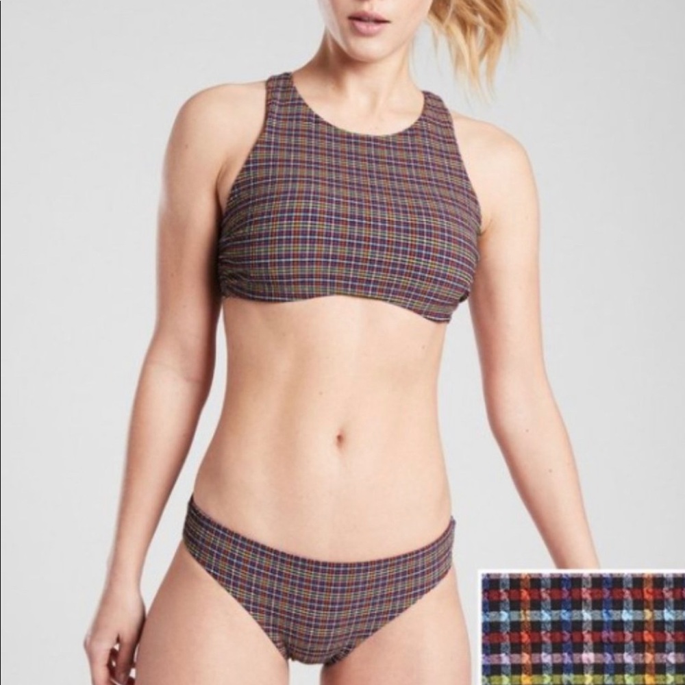 NWT Athleta Seersucker High Neck Bikini Top 32D/DD